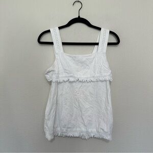 J.crew factory white fringe tank top for women sz.XS style G5185